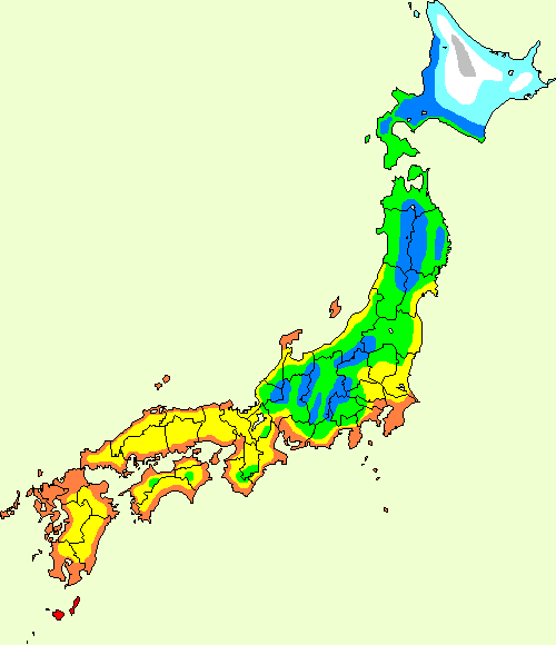 Hardiness Zone Map of Japan