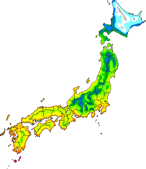 Hardiness Zone Map of Japan